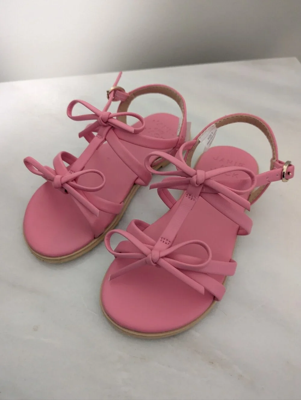 Janie and Jack Pink Bow T-Strap Girls Sandals 8